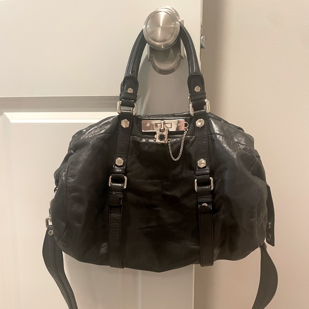 Marc by Marc Jacobs Black Leather Shoulder Bag with Silver Hardware